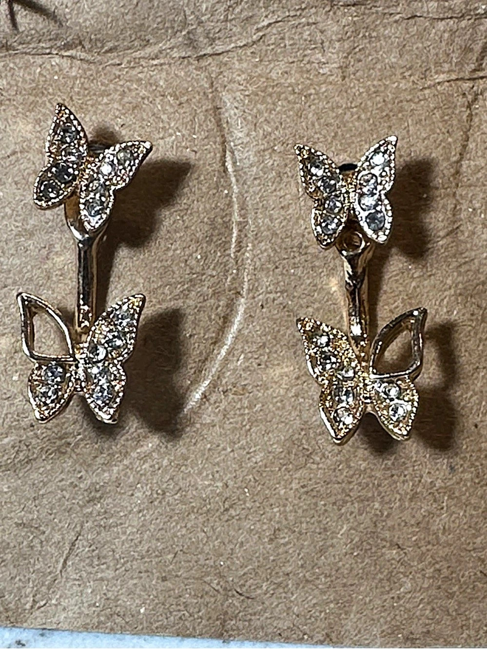 Gold Butterfly Drop Earrings Like New